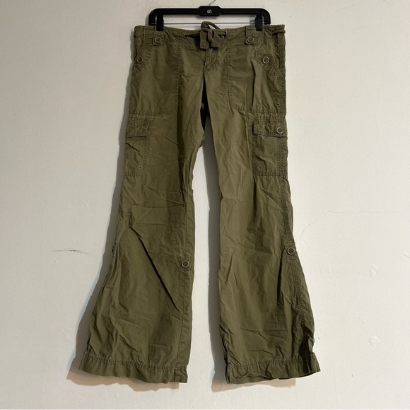 Vintage Abercrombie & Fitch Baggy Wide Leg Cargo Pants Khaki Size 8 Y2K Grunge - Picture 1 of 12